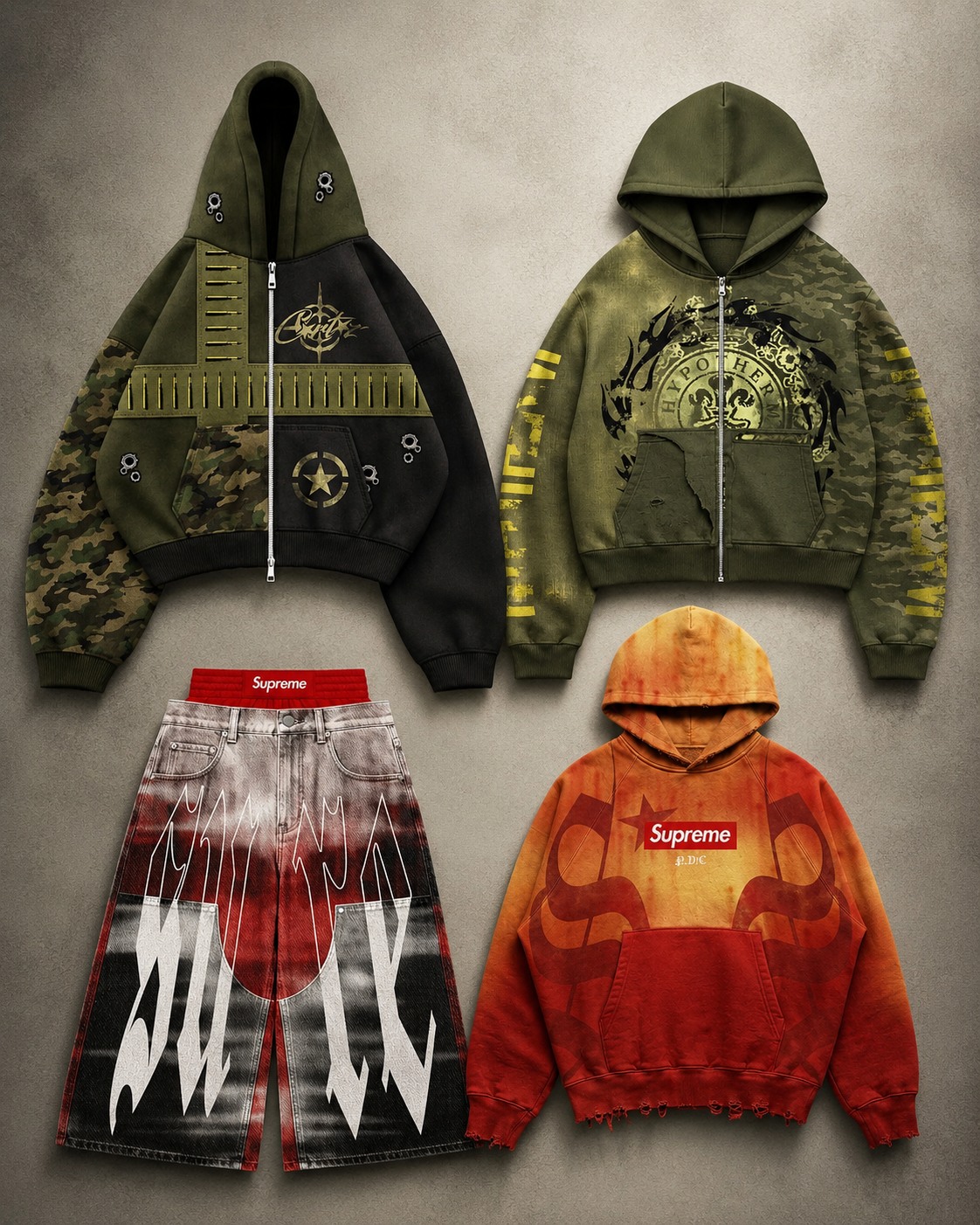 Hypotherm Design apparel direction board with multiple streetwear collection concepts